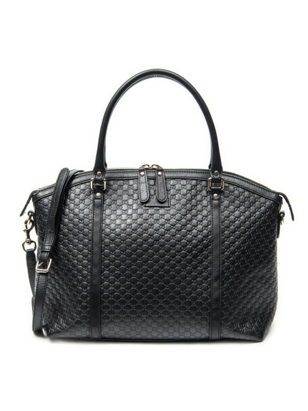 Gucci Dome Satchel Convertible Tote Black Micro Guccissima Leather